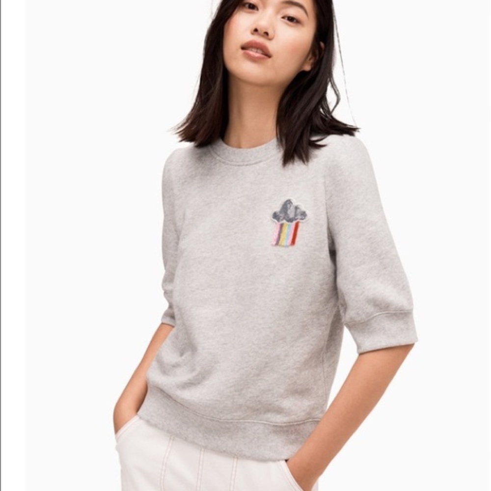 Kate Spade Rain or Shine Beaded Gray Pullover XS